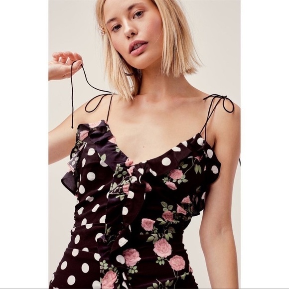 For Love & Lemons 🍋 Shirred Polka Dot Mini XS - Picture 4 of 12